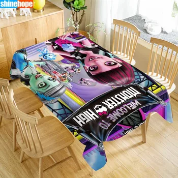 Prispôsobiť Obrus Monster High Oxford Handričkou protiprachová Obdĺžnikový Stôl Kryt Pre Strany Domova 140x160CM