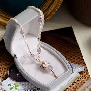 FXLRY vinobranie Ručne vyrábané prírodné sladkovodné perly shell dlho prívesok náhrdelníky pre ženy šperky