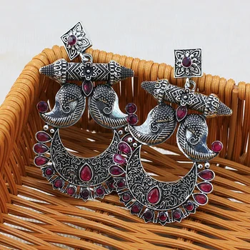 Vintage Náušnice Pre Ženy Striebornú Farbu Dvojitého Ryby Tvar Earings Svadobné Šperky Čínsky Štýl Klasické Etnických Príslušenstvo