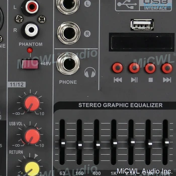 Prenosné MG8 Bluetooth Audio Mixer Zvuk Mixing Console 8 Kanálov Karaoke Music Live DJ Mixer USB, MP3, 7-Pásmový Ekvalizér