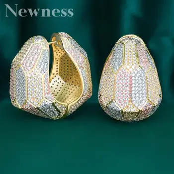 Novota Trendy Geometrické bambo Hoop Náušnice Pre Ženy Príslušenstvo Full Cubic Zirconia Náušnice Šperky pendientes