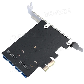 Super Rýchlosť PCI-e 2 Port 19Pin USB 3.0 Stúpačky Karty PCIe na Duálne Vnútorné 20kolíkový PCI Express Card Converter Adaptér pre Počítač