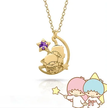 Anime Krásne hviezdy prívesok a zlatý prívesok s 45cm dlhý náhrdelník. Jednoduchý štýl šperkov je vhodný pre krásne dievča