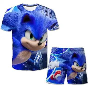 Sonic Sady Chlapcov, Oblečenie Letné Bežné 4-14 Rokov Deti Komiksu, Anime, Topy Šortky Batoľa Krátky Rukáv Tlač 3D Športové Oblečenie