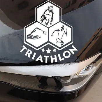 YJZT 15.1 CM*16.3 CM Triatlon Plávanie Cyklistika Beží Šport Vinyl Auto Nálepky Poškriabaniu Occlusion Dekorácie Odtlačkový C31-0478