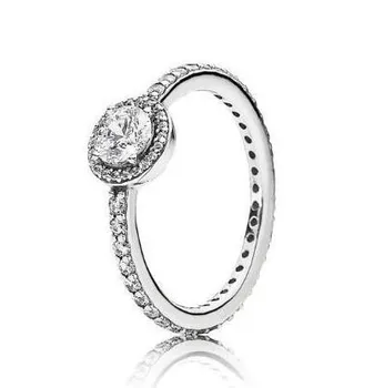 Autentické 925 Sterling Silver Eleganciu Krúžky S Okrúhlym Crystal Prstene Pre Ženy, Svadobné Party Európe Módne Šperky