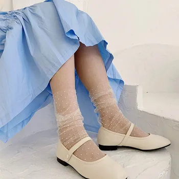 Harajuku Malé Polka Dot Tylu Ponožky Ženy, Dievčatá Tenké Oka Ponožky Jar Leto Ženy Transparentné Dot Ponožky 11 Farieb