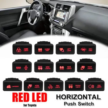 12V Auto LED Push Prepínač 5 Pin On-Off Tlačidlo Červené LED Svetlo, w/Konektor Drôt Pre Toyota Prado HiAce/Hilux Landcruiser