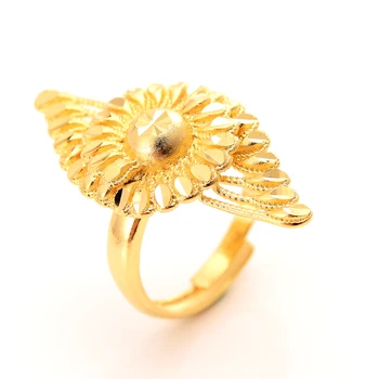 NOVÝ Dizajn Etiópia Phoenix Chvost Luxusné 24K Kvet Zlatá Farba Prstene pre ženy, Dievčatá Elegantné Svadobné Zásnubný Prsteň, Šperky