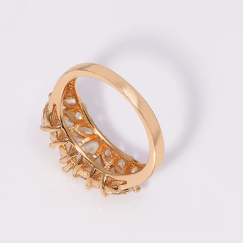 MxGxFam Prstene Pre Ženy Elegantné Šperky Olivové Listy Zlatá Farba AAA+ Kubický Zirkón