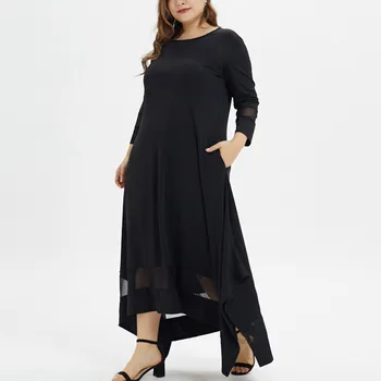 Letné Módy Ženy Šaty Veľkosti pluse O-krku, Pevné Moslimských Dlhé Šaty Tri Štvrtiny Rukáv Jednoduché, Bežné Priedušné Oblečenie #GH