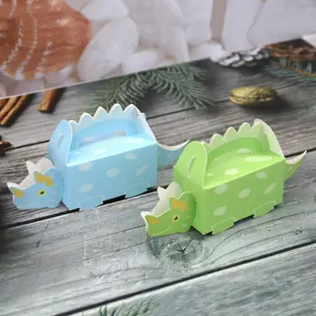 10pcs Dinosaura Strany Modrá Zelená Cookie Liečiť Deti Narodeniny Papierové Krabice na Balenie Box Dieťa Sprchovací Box Candy