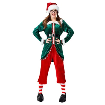 Zelená Elf Vianočný Kostým Santa Doložka Cosplay Kostým Ženy, Nový Rok Oblečenie Maškarný Xmas Party Oblek Dievčatá Dospelých