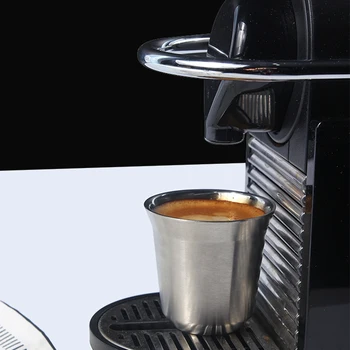 Espresso Šálky 80ml Sada 2 Nehrdzavejúcej Ocele Espresso Šálky Nastaviť Izolované Čaj Káva Hrnčeky Dvojité Steny Poháre umývateľné v Umývačke riadu