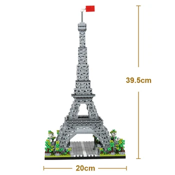 Svetovej Architektúry Parížskej Eiffelovej Veže 3D Model Mini Stavebné Bloky DIY Micro Diamond Tehlový Blok Darček Hračka Č Box