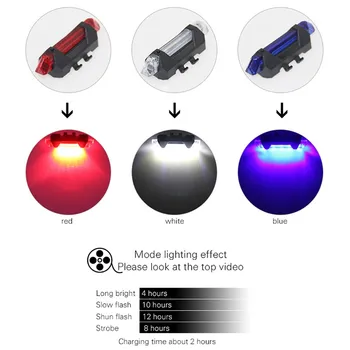 Stropné Svetlá Bezpečnostné Cyklistické Varovanie Zadné Lampy Taillamp USB Nabíjateľné 5 Bike LED zadné Svetlo Cyklistické Doplnky, Dropshipping