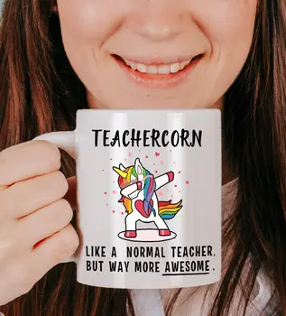 Teachercorn Jednorožec Učiteľ Darčeky Vtipné Novinka Kávu, Poháre pre Učiteľov Zhodnotenie Darčeky Káva Hrnček na Šálku Čaju