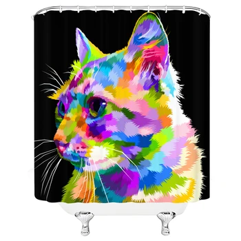 Roztomilé Mačka 3D Vytlačené Sprchový Záves Cartoon Farebné Polyesterové Tkaniny Vaňa Opony Kúpeľňa Opona a Výzdoba Sprchové Závesy