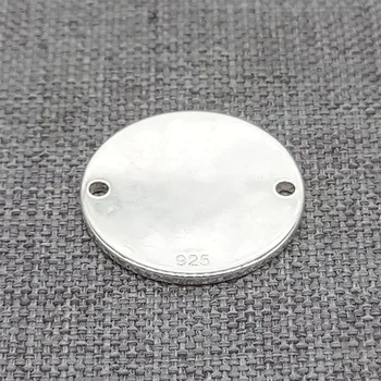 2 Kusy 925 Sterling Silver Disk Konektor Kúzlo Prívesok 15 mm Obyčajný Prázdny Disk Značky