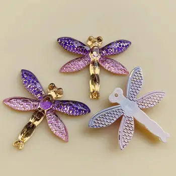 Dúha Farieb Dragonfly tvar pre Ženy, Letné Štýl Šperky Živice&acryl Materiál DIY Náušnice, prívesky 10pcs 27*32mm -B41