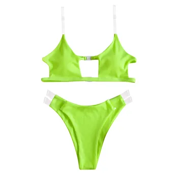 Ženy Jasné Popruhy Rebrovaný Bikini Set Push-up Brazílske Plavky Plážové Plavky Sexi Bikiny Pevné Push Up Bikini 2021 Hot Predaj