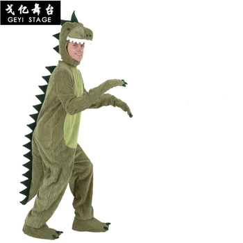 Nové Dinosaura Kigurumi Zelená Cartoon Zvierat Jumpsuit Halloween Cosplay Vianočné kostýmy pre rodič-dieťa Flanelové Pohodlné