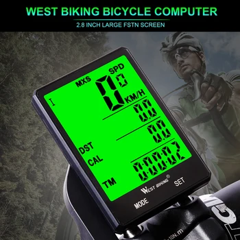 ZÁPAD CYKLISTIKA Nepremokavé Cyklistické počítače MTB Bike Bezdrôtovej/Drôtovej Rýchlomer počítadlo kilometrov Rainproof Stopky Cyklistické Doplnky