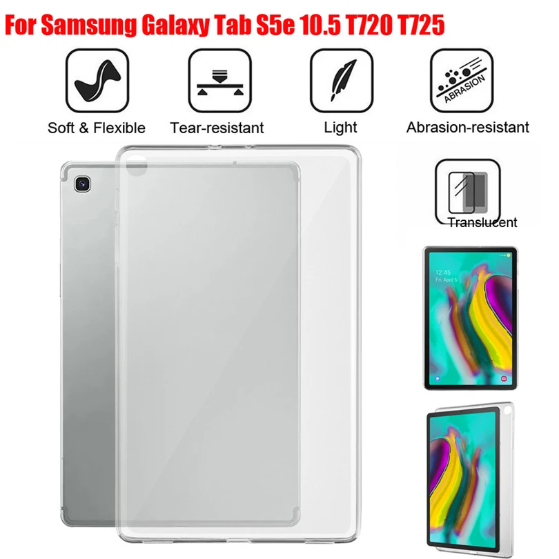 Silikónové Prípad Tabletu Samsung Galaxy Tab S5e 10.5 T720 T725 Tab 10.1 2019 SM-T510/515 Ochranné puzdro Shell Coque 1
