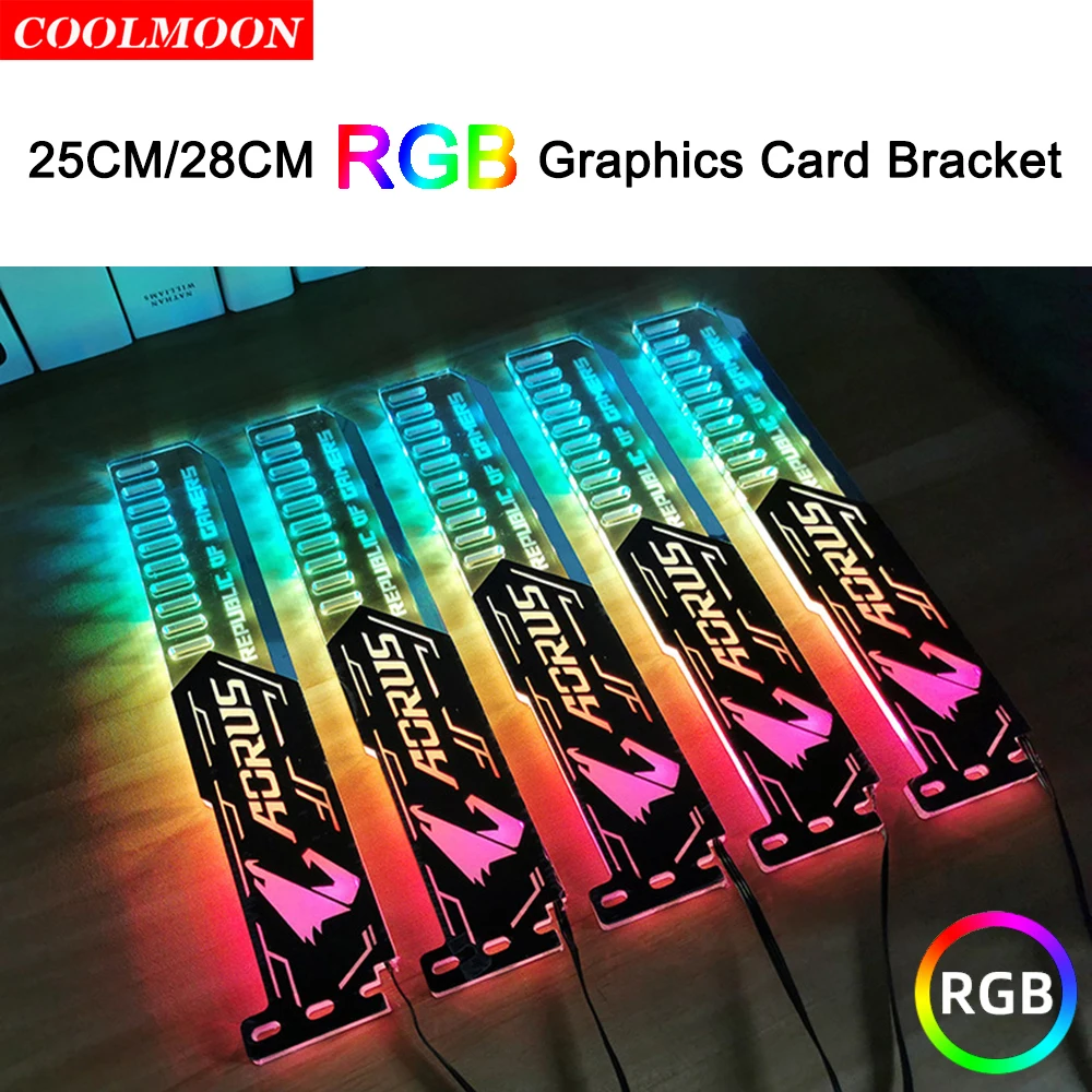Coolmoon 5V Malé 4PIN RGB LED Svetlo GPU Podpora VGA Držiteľ 25 cm/28 cm Grafická Karta Konzola pre Počítač Šasi, PC Príslušenstvo 2