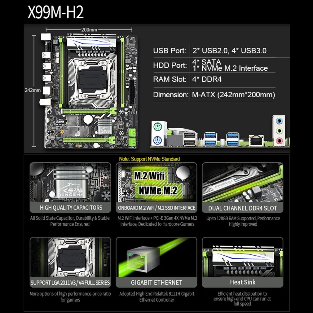 Nový Produkt X99 Doske Lga 2011-3 Zásuvky Podporu E5 V3 V4 Cpu a 4*DDR4 ECC REG RAM S 2*PCIE-16X SSD M. 2 NVME, Wifi 2