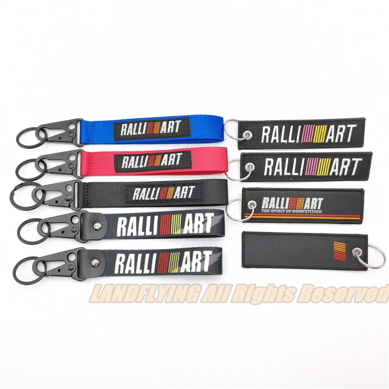 Vysoko kvalitné super húževnatosť nylon handričkou keychain pre RALLIART logo JDM Racing znak pre Mitsubishi Honda, Toyota, mazda krúžok na kľúče 2