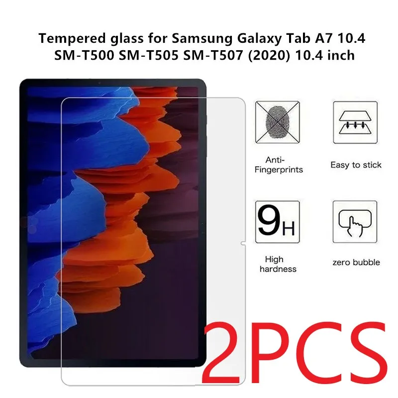2 KS Pre Samsung Galaxy Tab A7 10.4 palce T500 T505 2020 Tvrdeného Skla Screen Protector pre SM-T500 T505 T507 Tablet Film Stráže 3