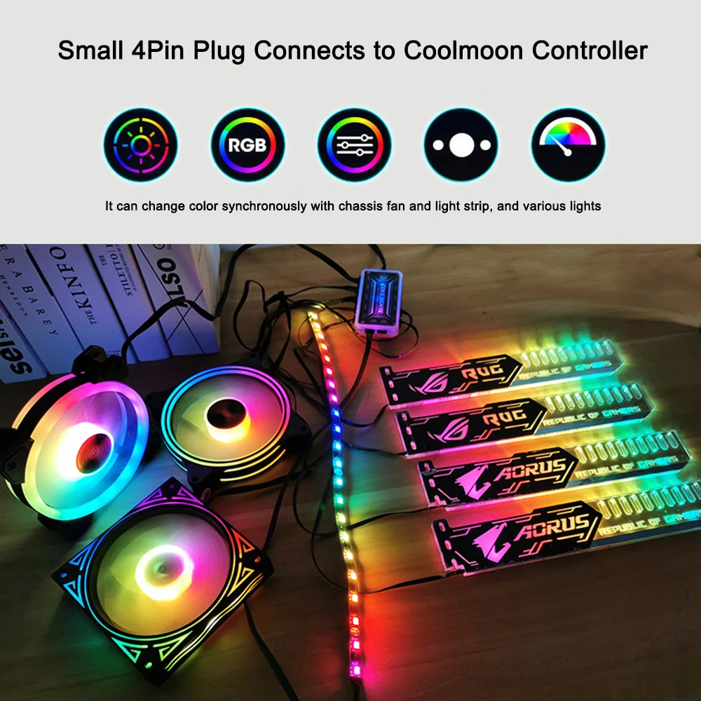 Coolmoon 5V Malé 4PIN RGB LED Svetlo GPU Podpora VGA Držiteľ 25 cm/28 cm Grafická Karta Konzola pre Počítač Šasi, PC Príslušenstvo 3