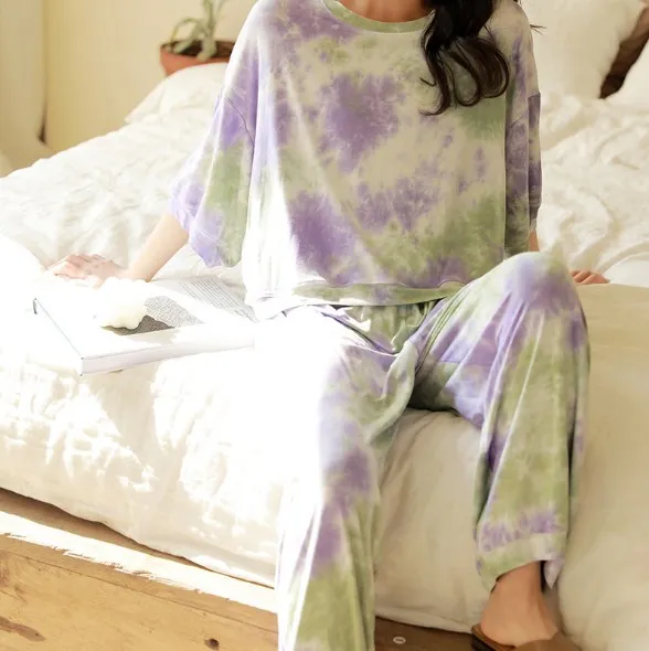 Ženy Pyžamo Polovičný Rukáv Sleepwear Roztomilý Letné Nohavice Vyhovovali Tlač Módnych Domov Oblečenie, Pyžamá Nastaviť 3