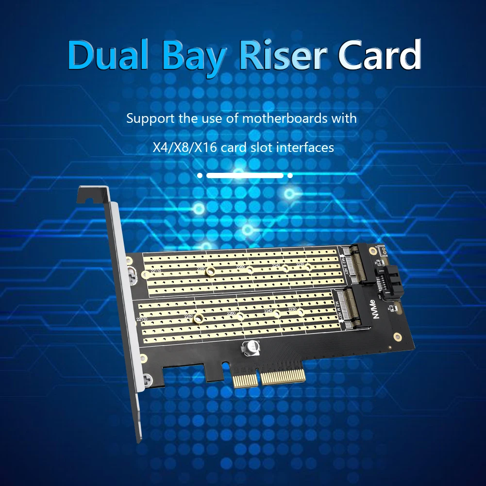 ACASIS M. 2 Dual-bay Adaptéra PCIE M. 2 NVME NGFF SATA Rozšírené Stúpačky Karta podporuje M-key B-key na pevnom disku 4